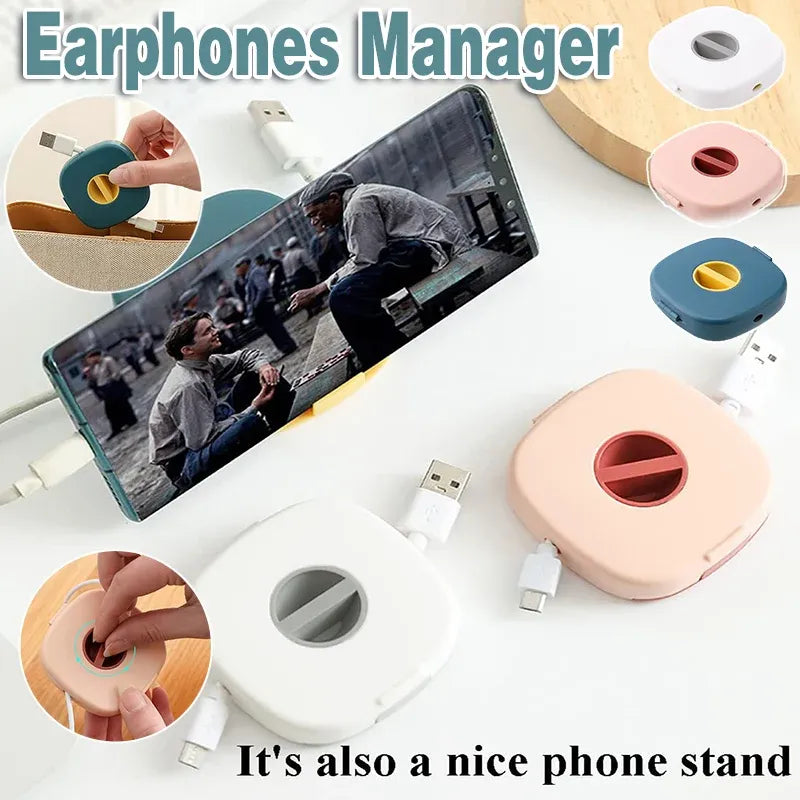 Case Cord Tangle Free Organizer Portable Earphones Manager Wire Winder Cable - White*1 — product photo 2