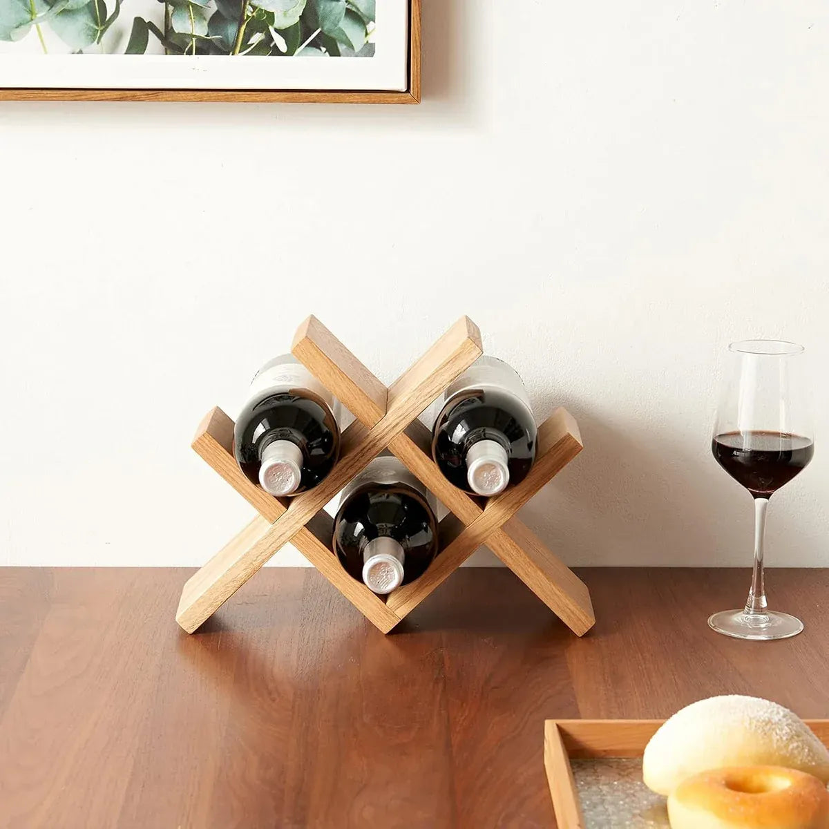 Wooden Wine Rack Bottle Holder Desktop Storage Stand Display Shelf For Kitchen