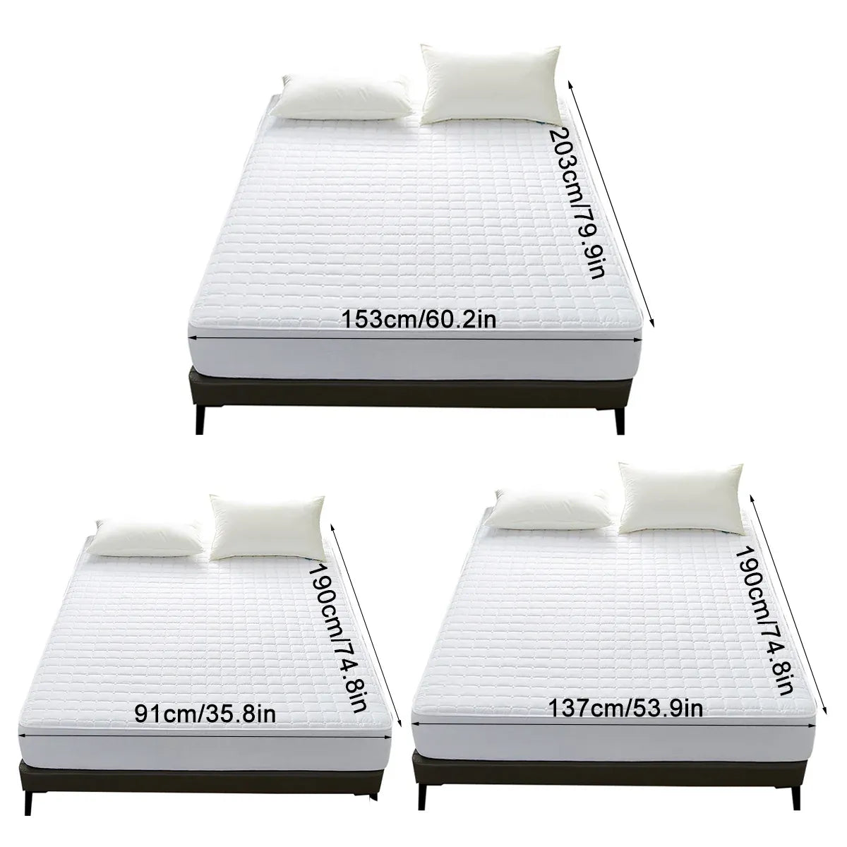 Hotel Mattress Protector Bed Top Cover Waterproof Fitted Sheet Bedroom Hygiene - 153x203cm