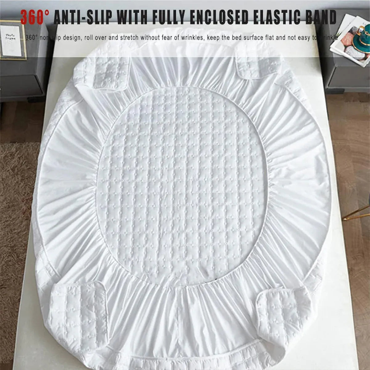 Hotel Mattress Protector Bed Top Cover Waterproof Fitted Sheet Bedroom Hygiene - 153x203cm