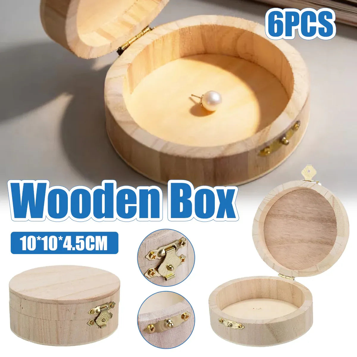 Six Rustic Wooden Keepsake Storage Boxes with Hinged Lids — product image 1 of 15
