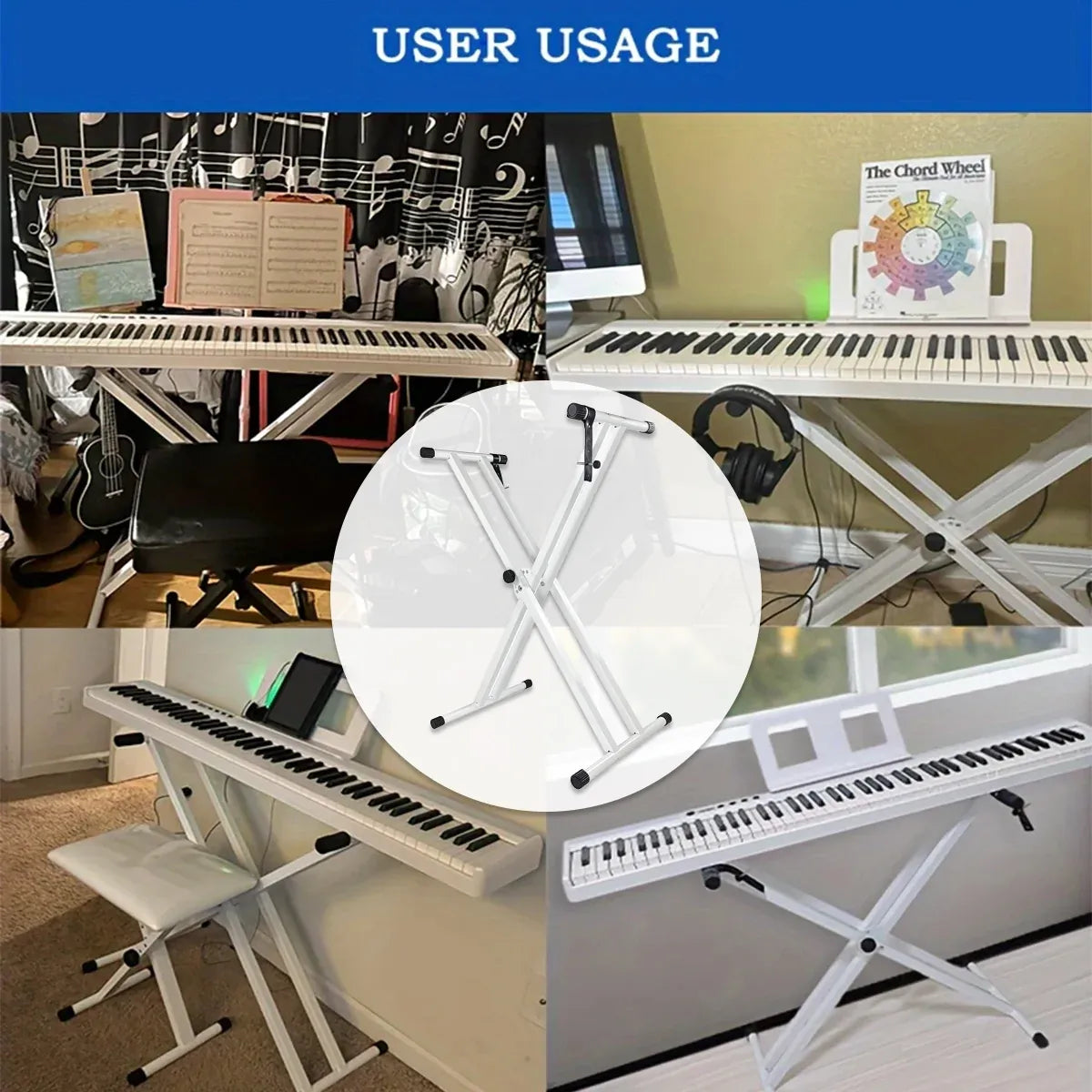 White Electronic Keyboard Stand Electronic Keyboard Stand for Home Studio — product image 4