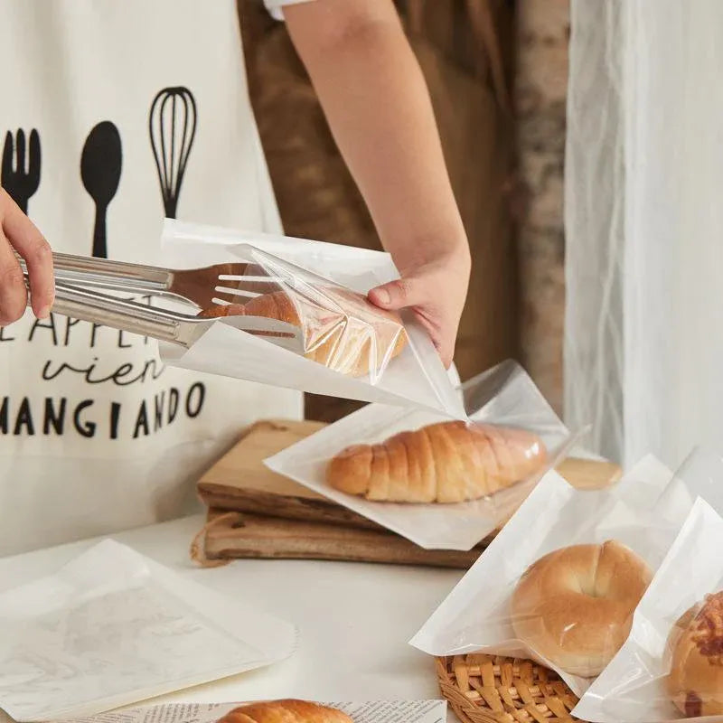 500PCS Transparent Food Greaseproof Bag Sandwich Donut Bread Packaging Pouch - Cowhide 21X25CM — product photo 4