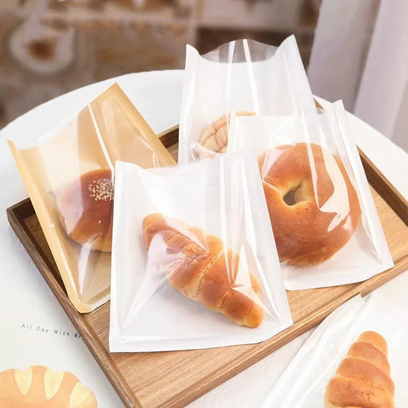 500PCS Transparent Food Greaseproof Bag Sandwich Donut Bread Packaging Pouch - Cowhide 21X25CM — product photo 5