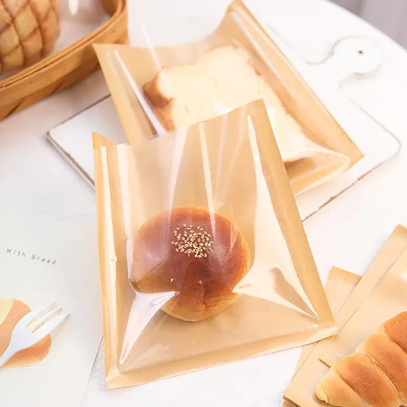 500PCS Transparent Food Greaseproof Bag Sandwich Donut Bread Packaging Pouch - Cowhide 21X25CM — product photo 9