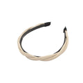 Women Girls Boho Chic Braided Synthetic Leather Hair Headband Head Band Hoop - Beige