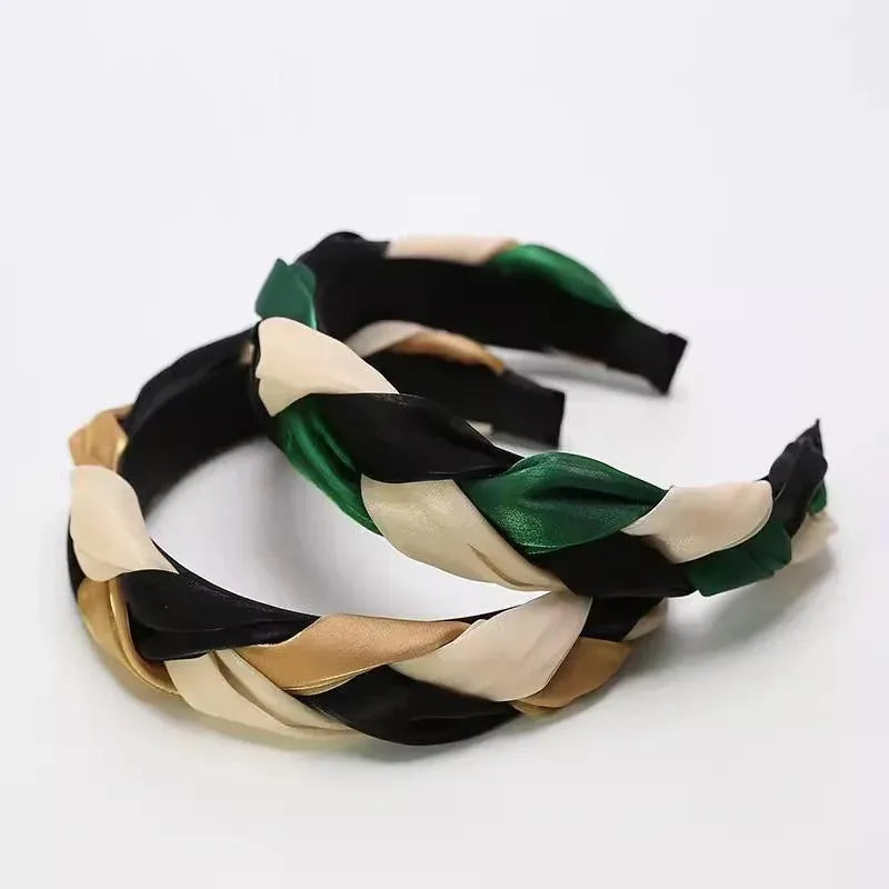 Women Headband Twist Hairband Knot Cross Tie Wide Headwear Hair Band Hoops Gift - Khaki