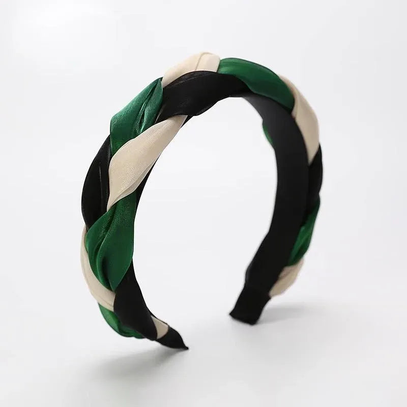 Women Headband Twist Hairband Knot Cross Tie Wide Headwear Hair Band Hoops Gift - Khaki