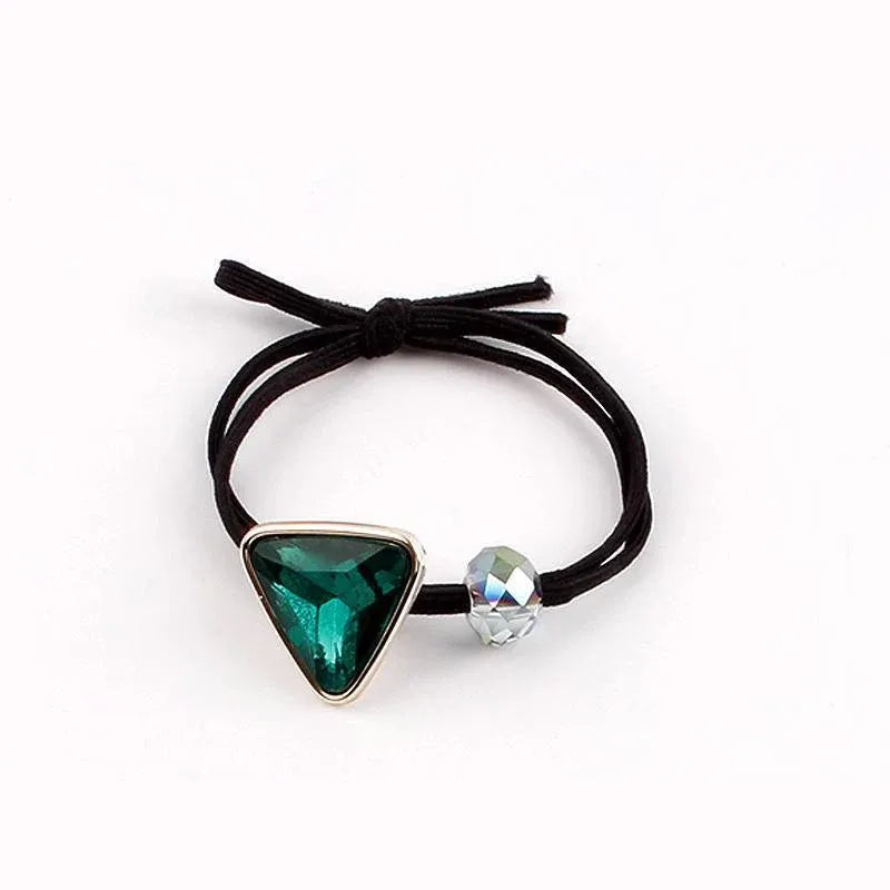 Women Headband Ponytail TriangleDiamond Stretch Hair Rope Multi Colours Concise - Green