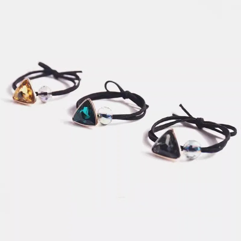 Women Headband Ponytail TriangleDiamond Stretch Hair Rope Multi Colours Concise - Green