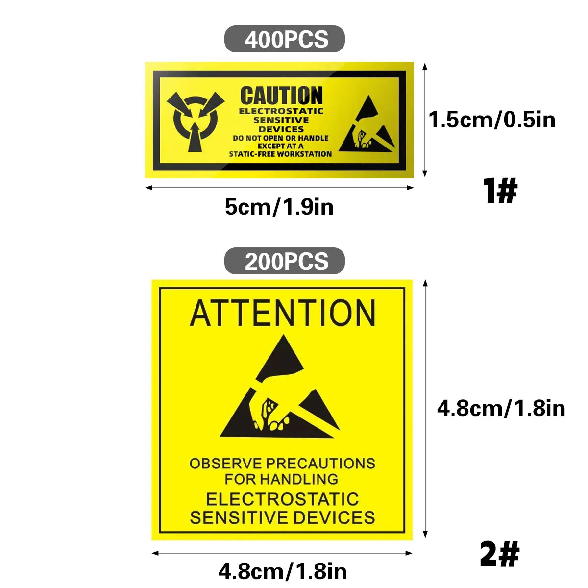Anti Static Warning Sticker Label Easy to Use Eye-Catching for PC Electronics - 1