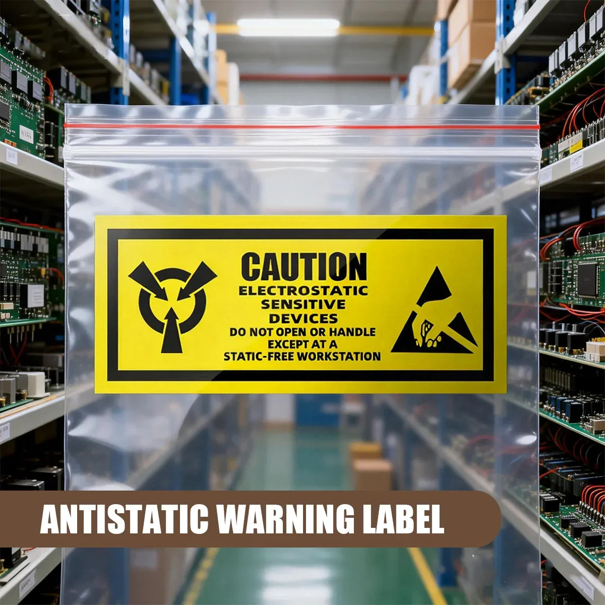 Anti Static Warning Sticker Label Easy to Use Eye-Catching for PC Electronics - 1