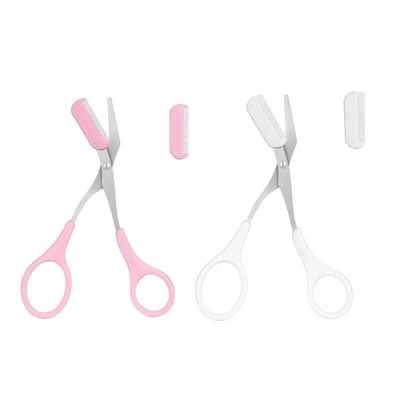 Eyebrow Trimmer Grooming Scissors Eyelash Thinning Shears Comb Brow Shaping Tool - White — product photo 3