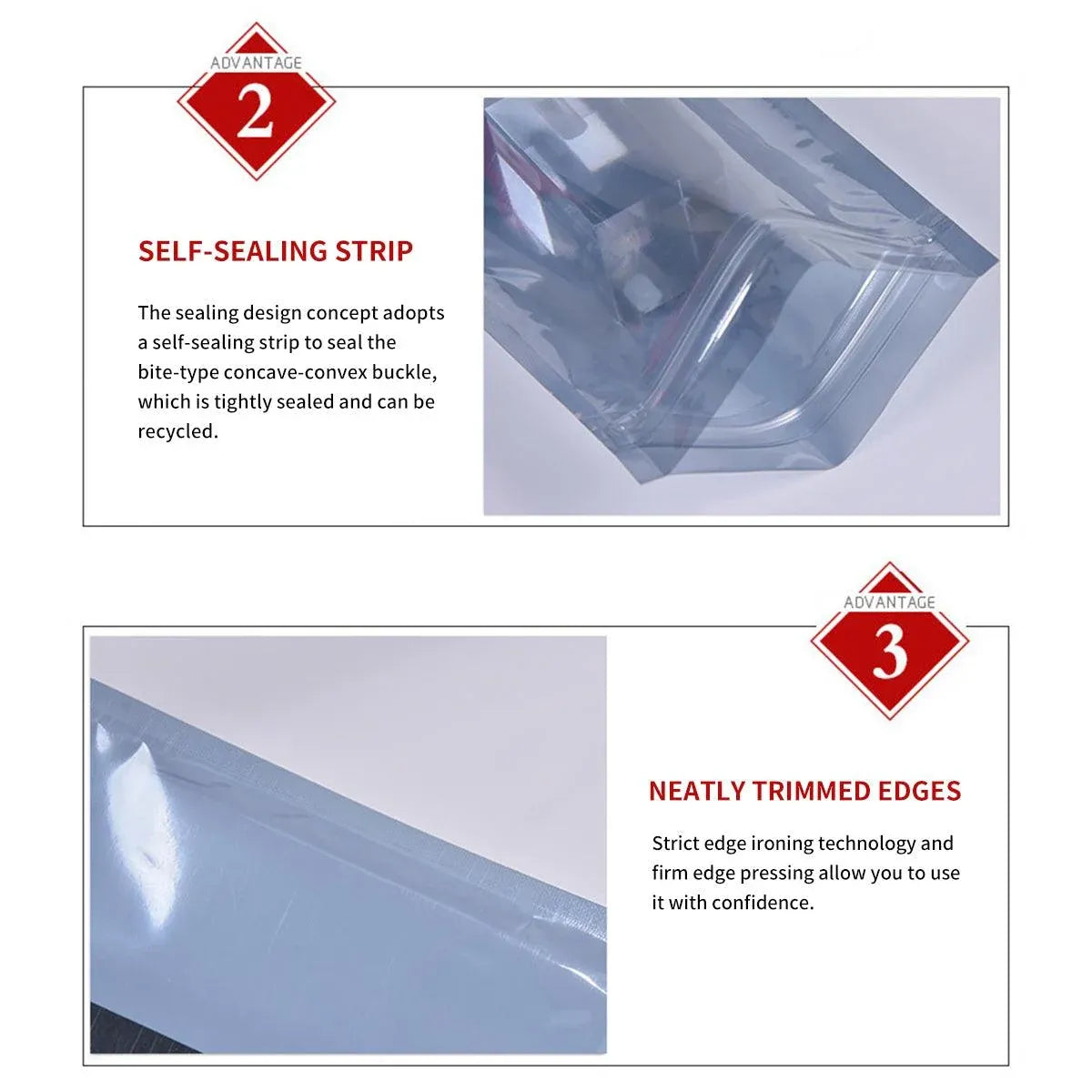 Plastic Self Sealing Bags 100PCS Anti Static Semi Transparent Resealable - 15x20cm — product photo 8