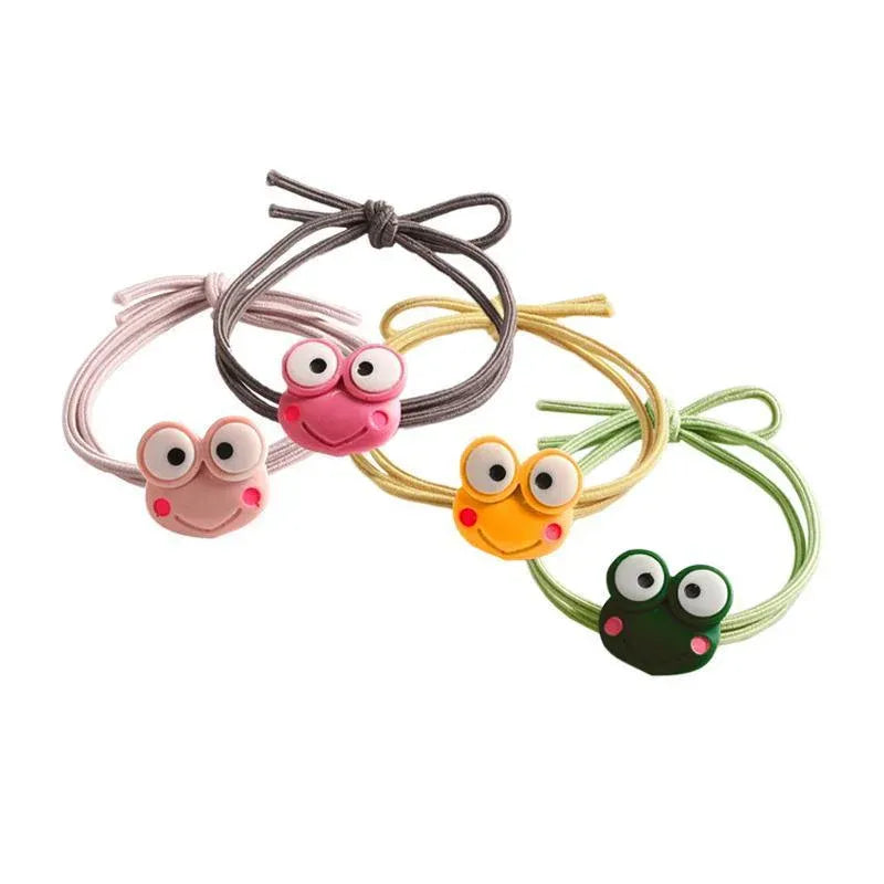 Cartoon Hair Rubber Hair Ring Frog Head Rope Hand Strap Couples Girl Hair Rope - Pink