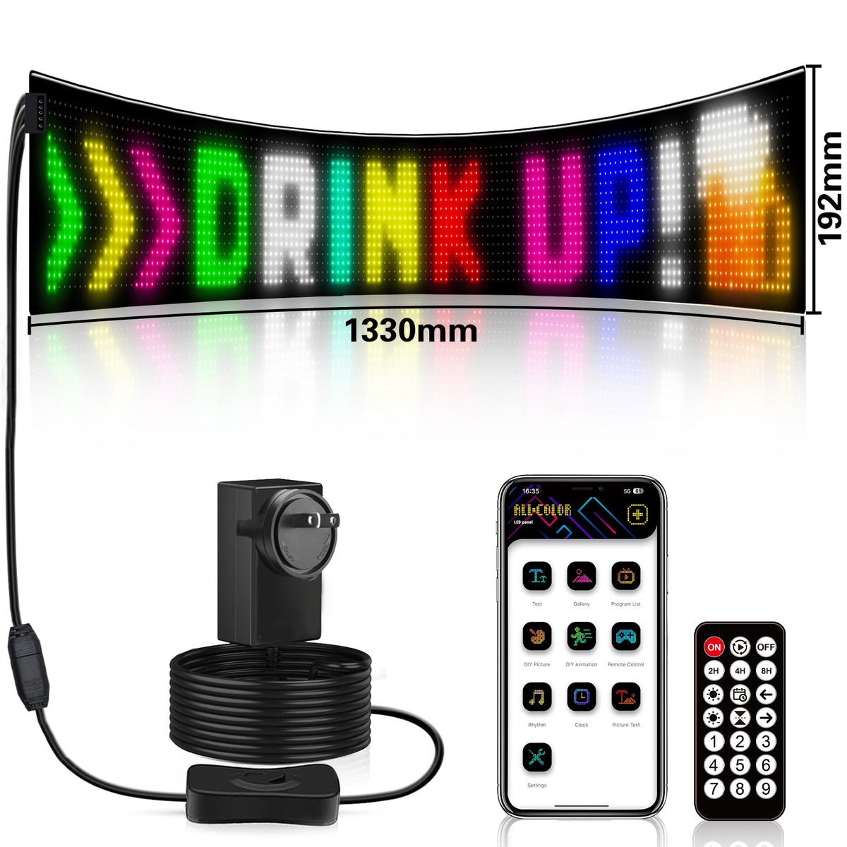Programmable RGB LED Flexible Matrix Display – 192 × 1,330 mm — product image 3 of 15