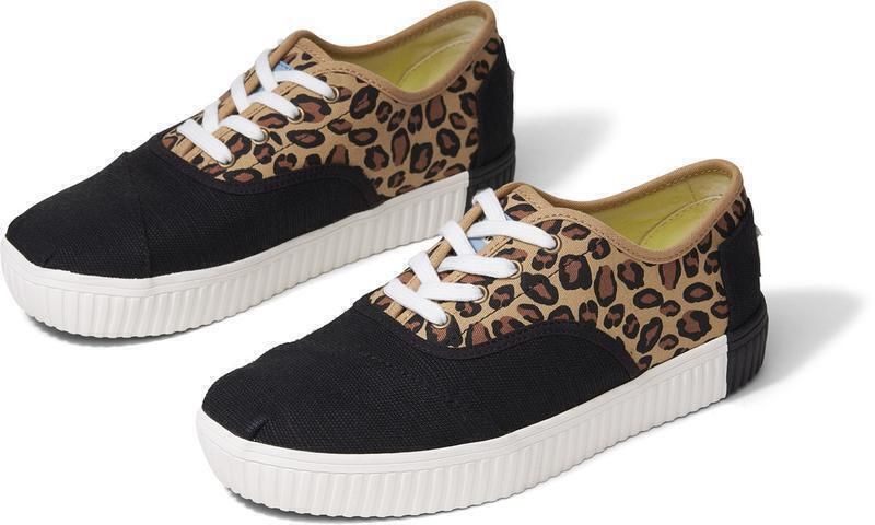 TOMS Women's Cordones Indio Canvas Sneakers – Black/Leopard, US 6 – product photo 4