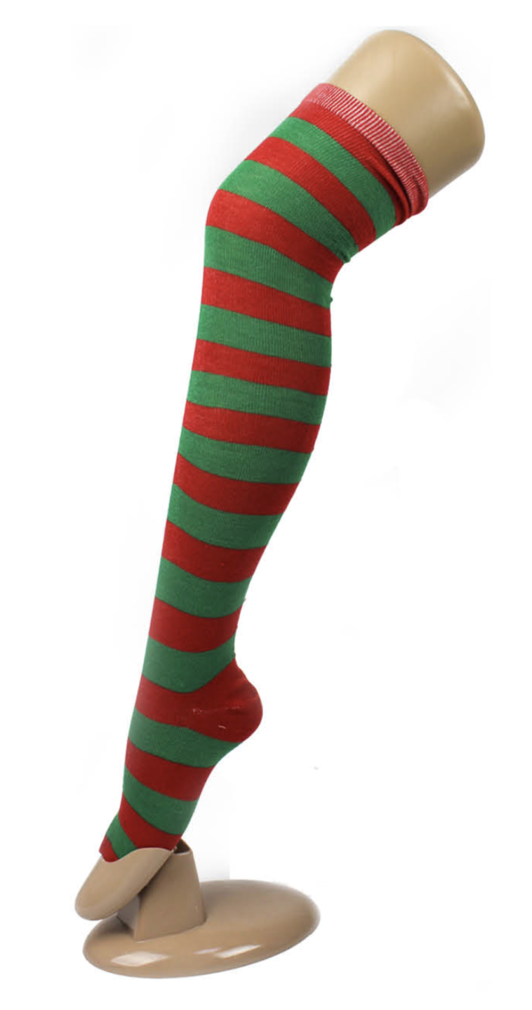 Christmas Red & Green Striped Over-the-Knee Socks – 10 Pairs – product photo 5
