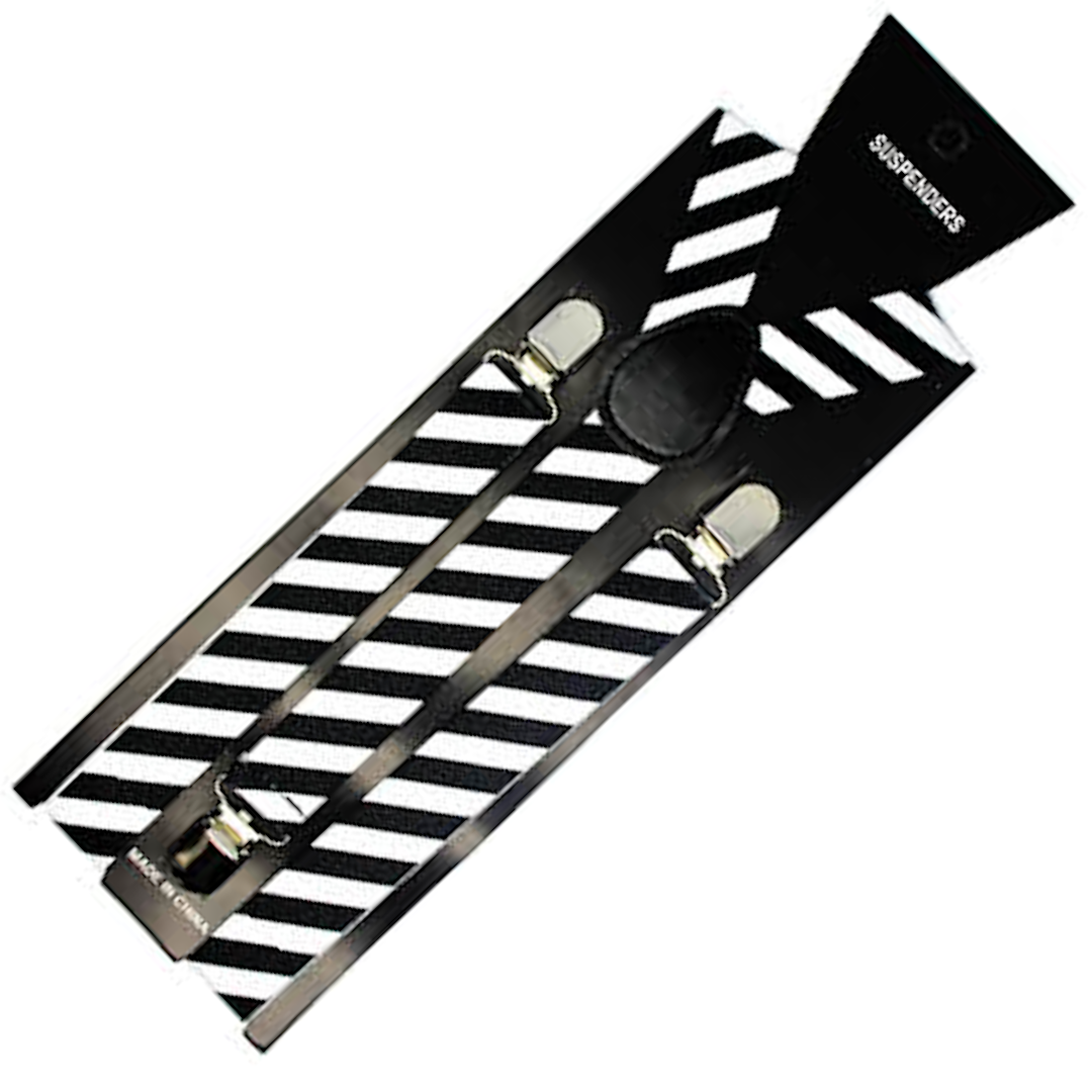 Men's Adjustable Clip-On Suspenders (2 Pack) – Black/White Diagonal Stripes – product photo 3