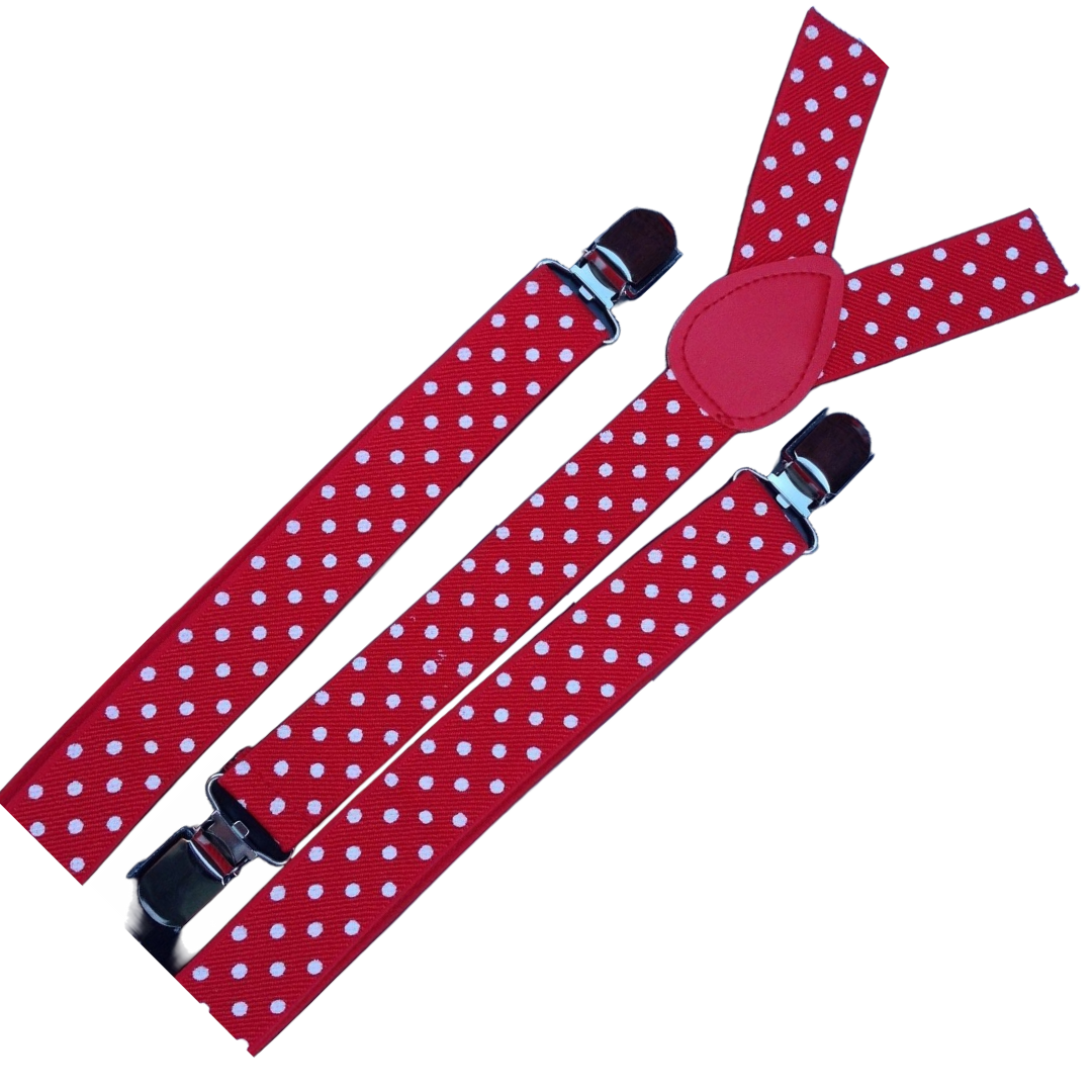 Men's Adjustable Clip-On Suspenders (2 Pack) – Red with White Polka Dot – product photo 3