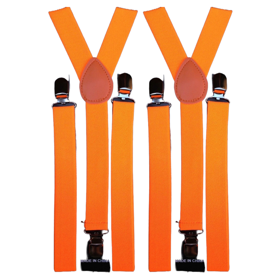 Men's Adjustable Clip-On Suspenders (2 Pack) – Fluro Orange – product photo 2