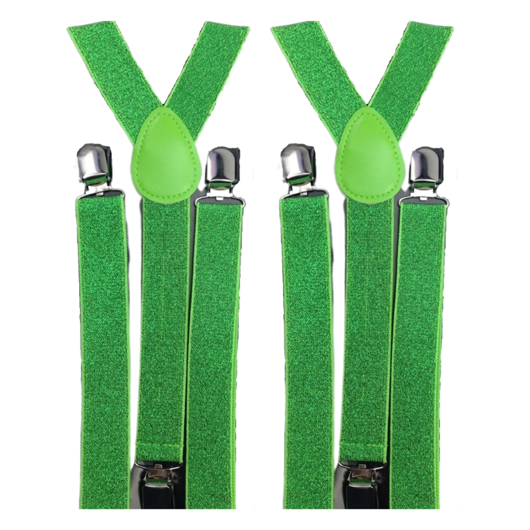 Men's Adjustable Clip-On Suspenders (2 Pack) – Green (Glitter) – product photo 2