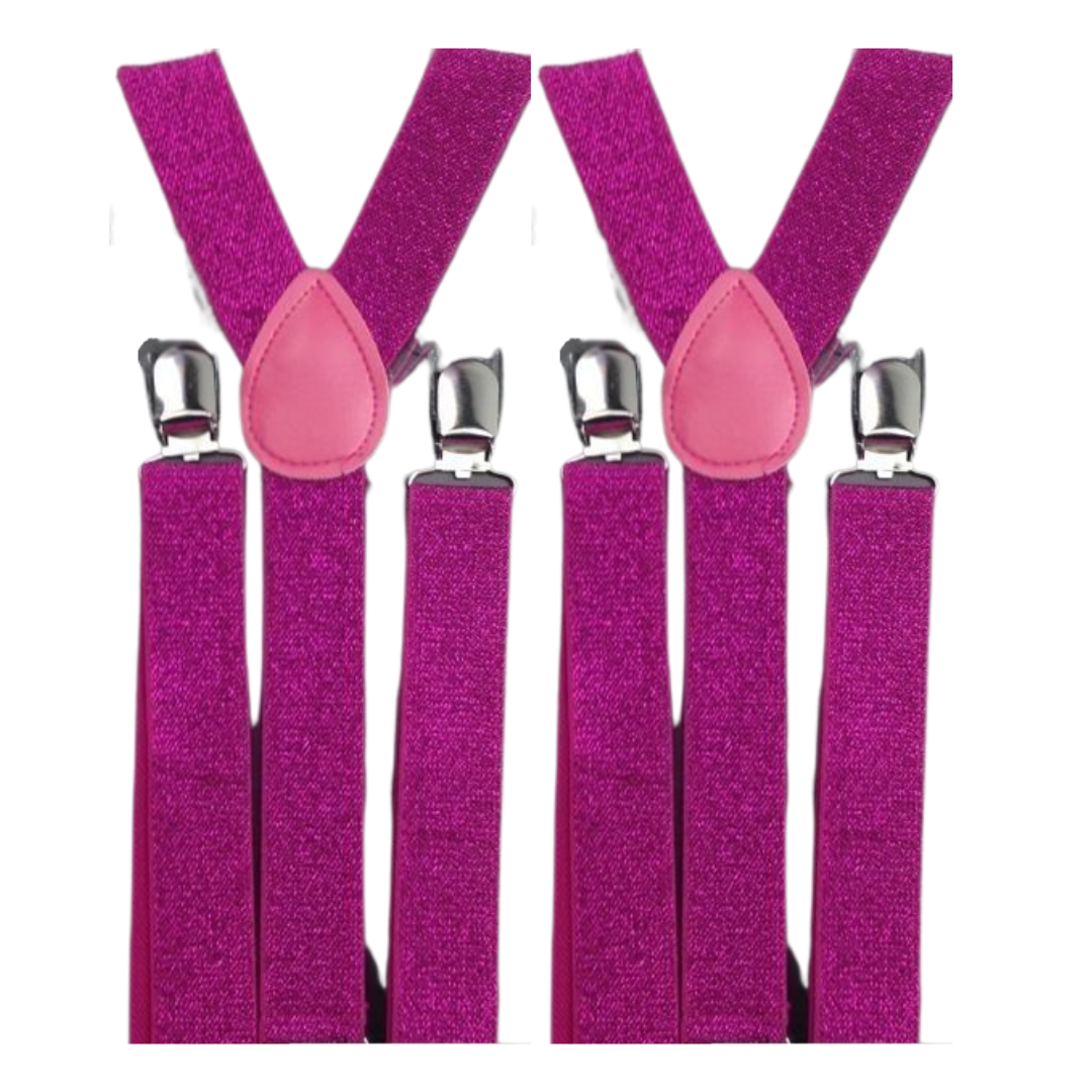 Men's Adjustable Clip-On Suspenders (2 Pack) – Hot Pink (Glitter) – product photo 2