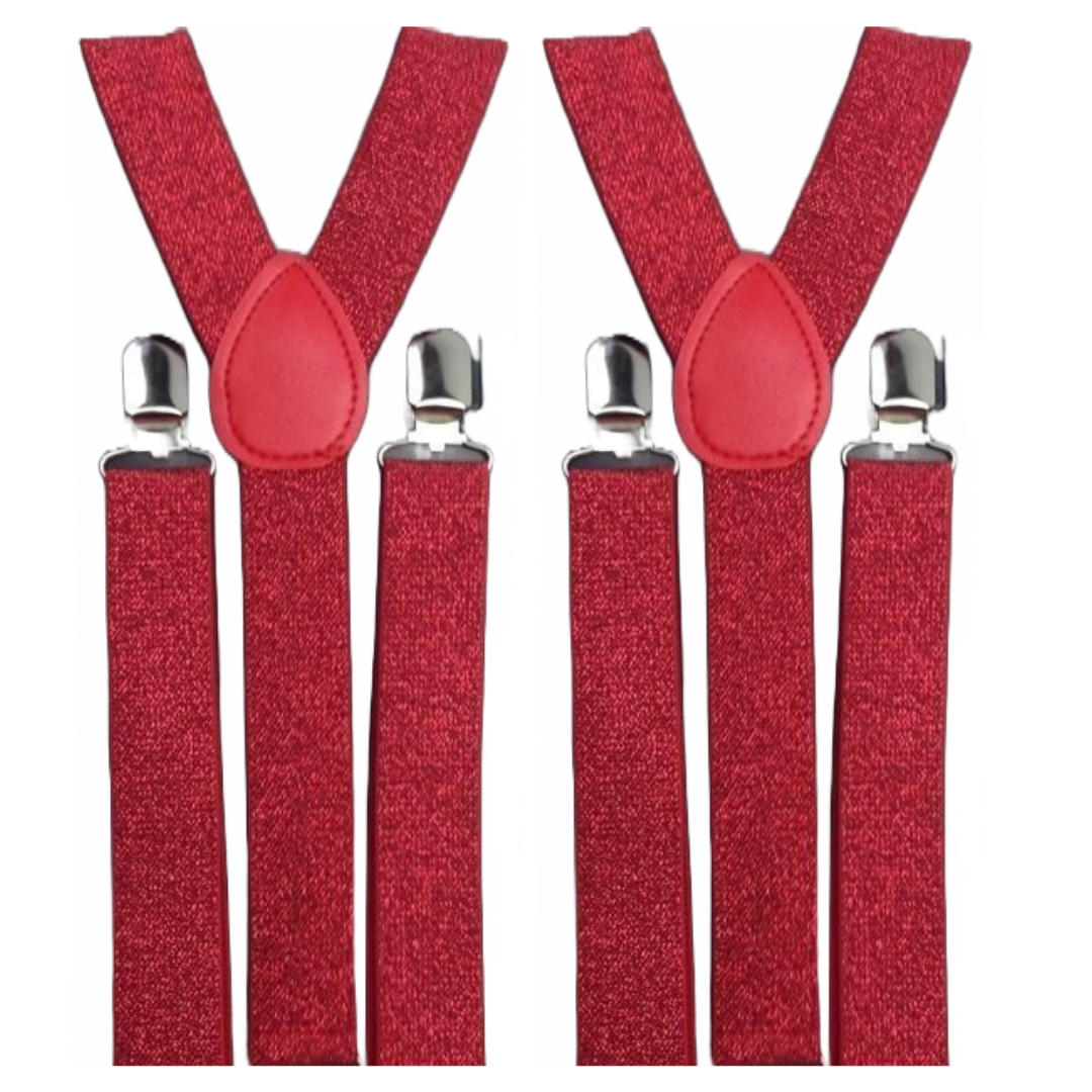 Men's Adjustable Clip-On Suspenders (2 Pack) – Red (Glitter) – product photo 2