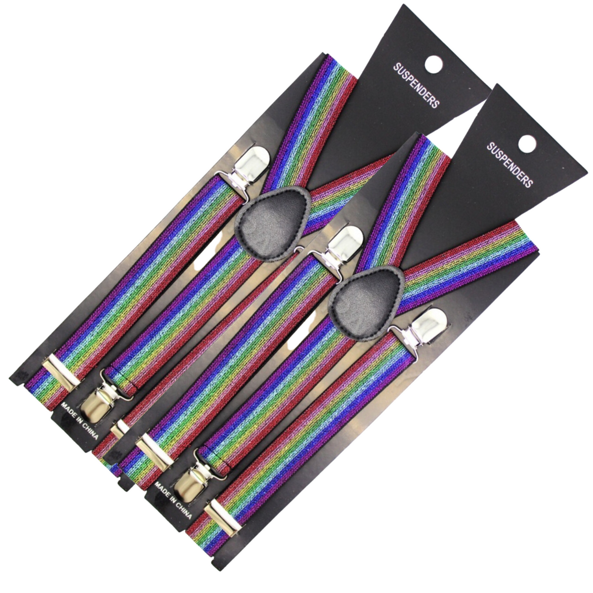Men's Adjustable Clip-On Suspenders (2 Pack) – Rainbow (Glitter) – product photo 2