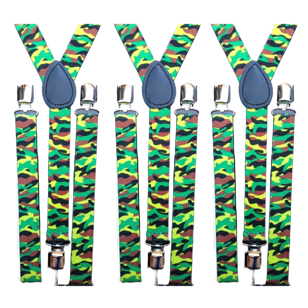 Men's Adjustable Clip-On Suspenders (3 Pack) – Army Camouflage 2 – product photo 2