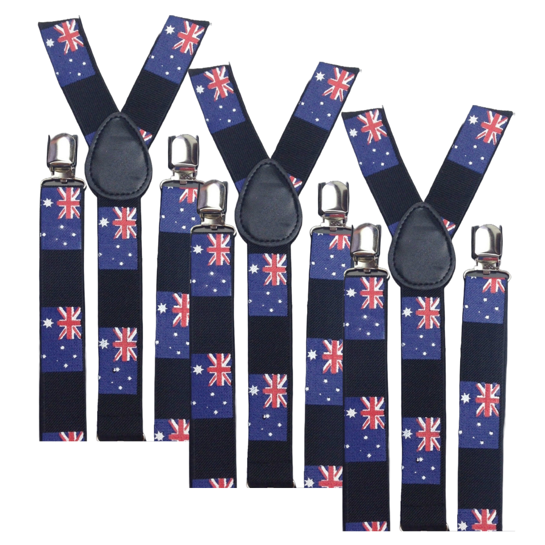 Men's Adjustable Clip-On Suspenders (3 Pack) – Australia Flag – product photo 2