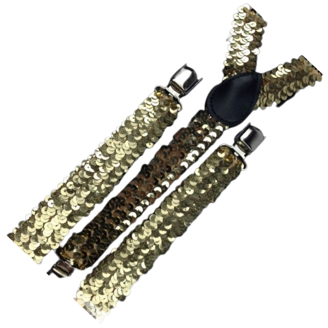 Men's Adjustable Clip-On Suspenders (3 Pack) – Gold (Sequin) – product photo 3