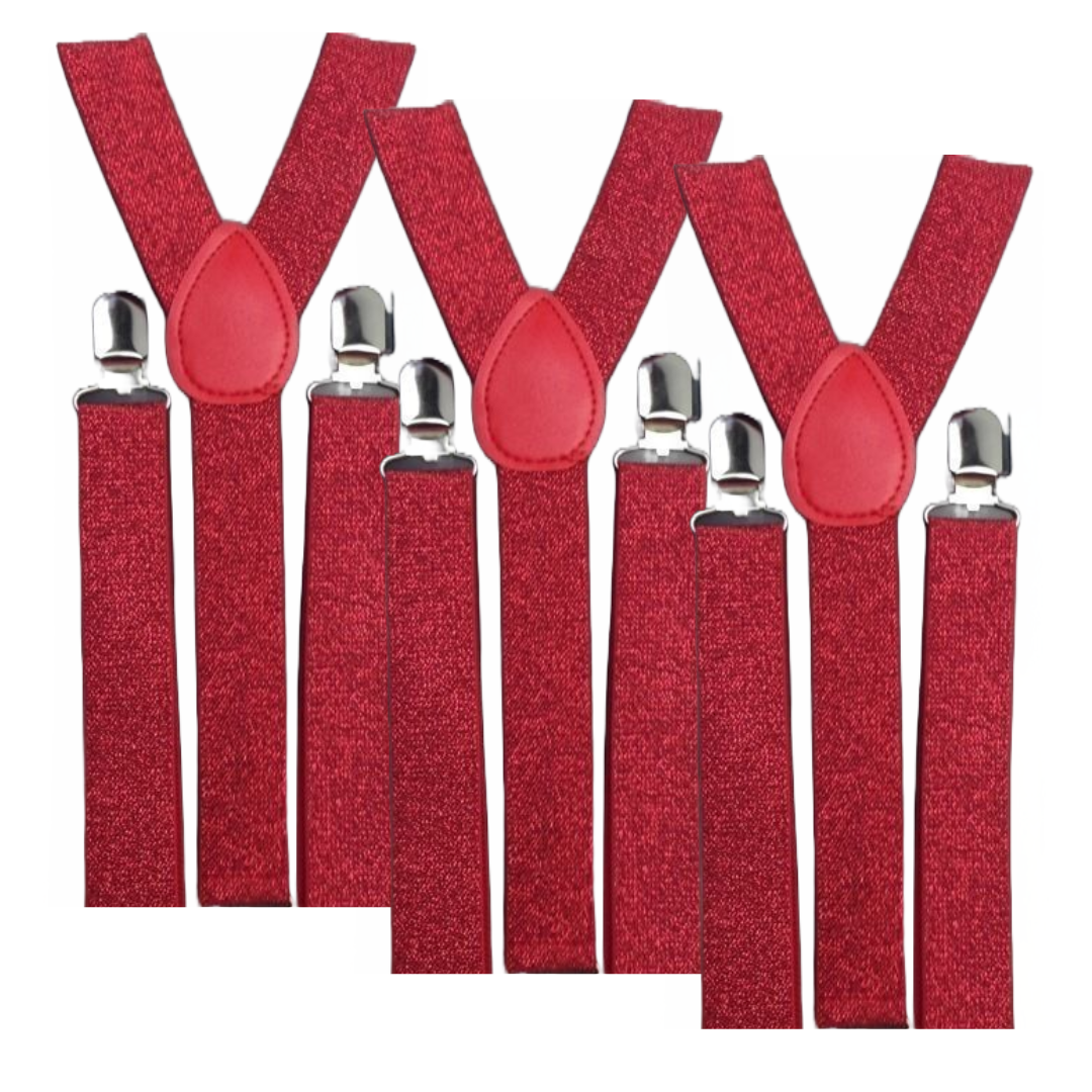 Men's Adjustable Clip-On Suspenders (3 Pack) – Red (Glitter) – product photo 2
