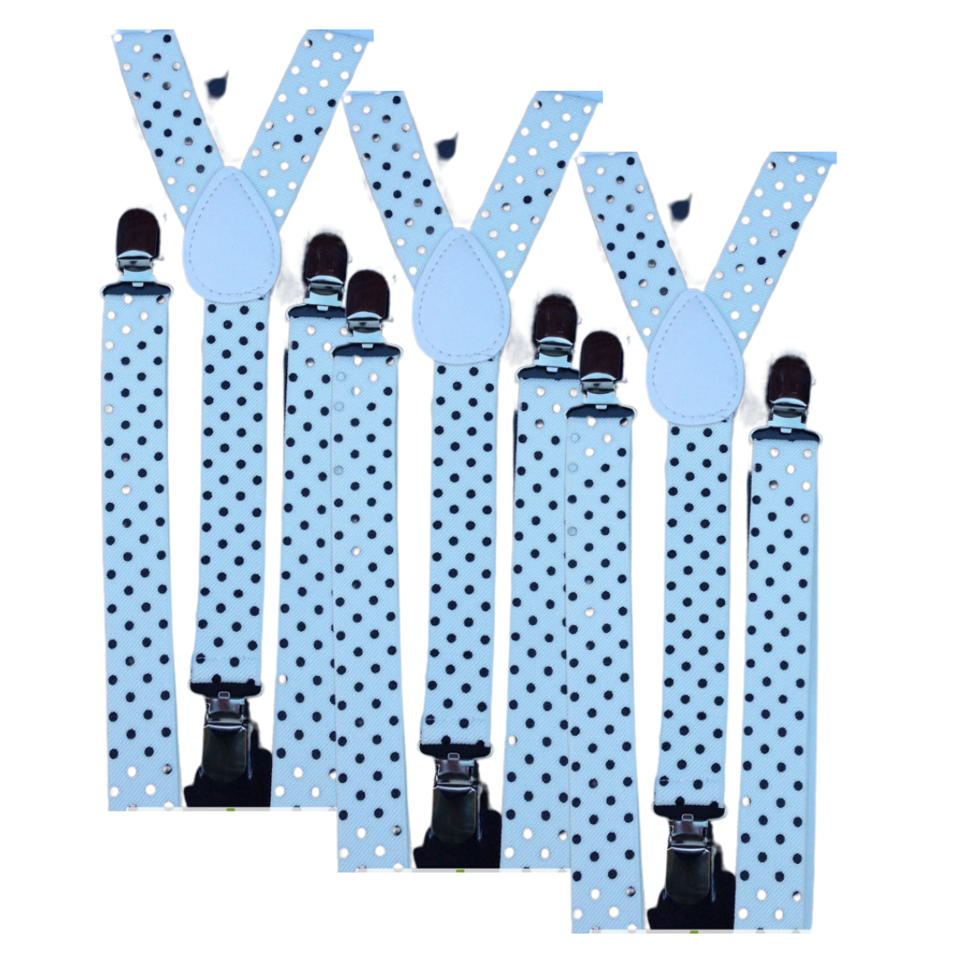 Men's Adjustable Clip-On Suspenders (3 Pack) – White with Black Polka Dot – product photo 2