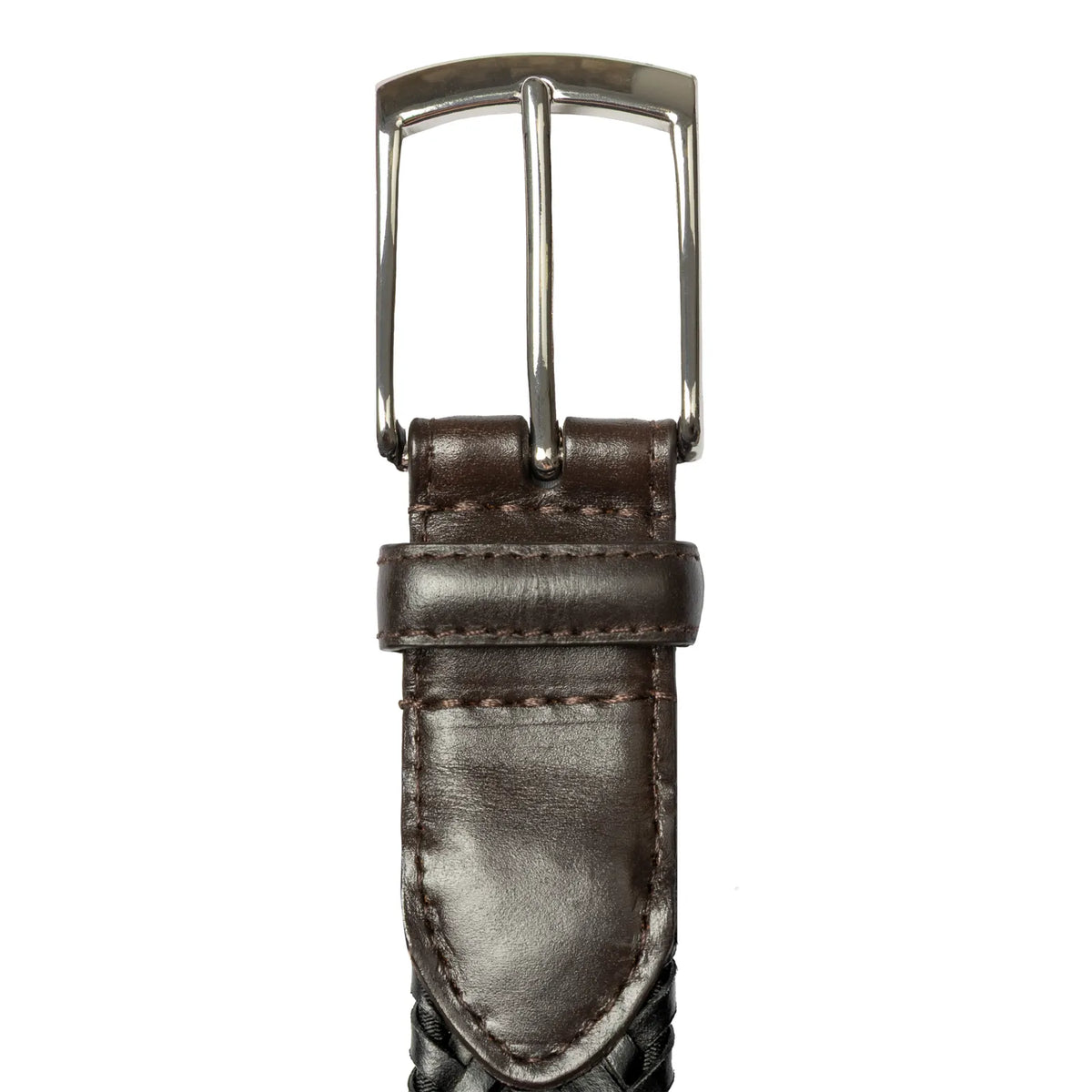 Dents Mens Stretch Plaited Leather Belt - Black/Brown — product image 6