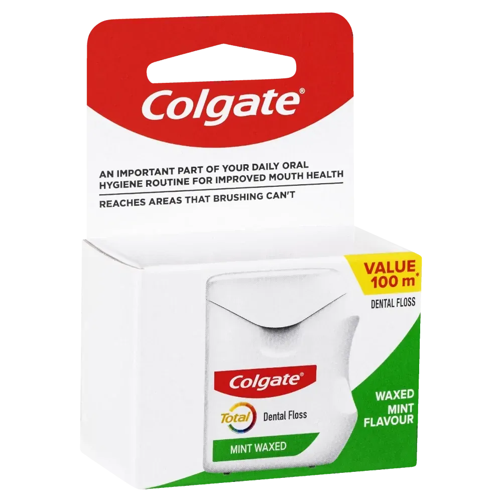 Colgate Total Dental Floss Mint Waxed Plaque Removal - 100m