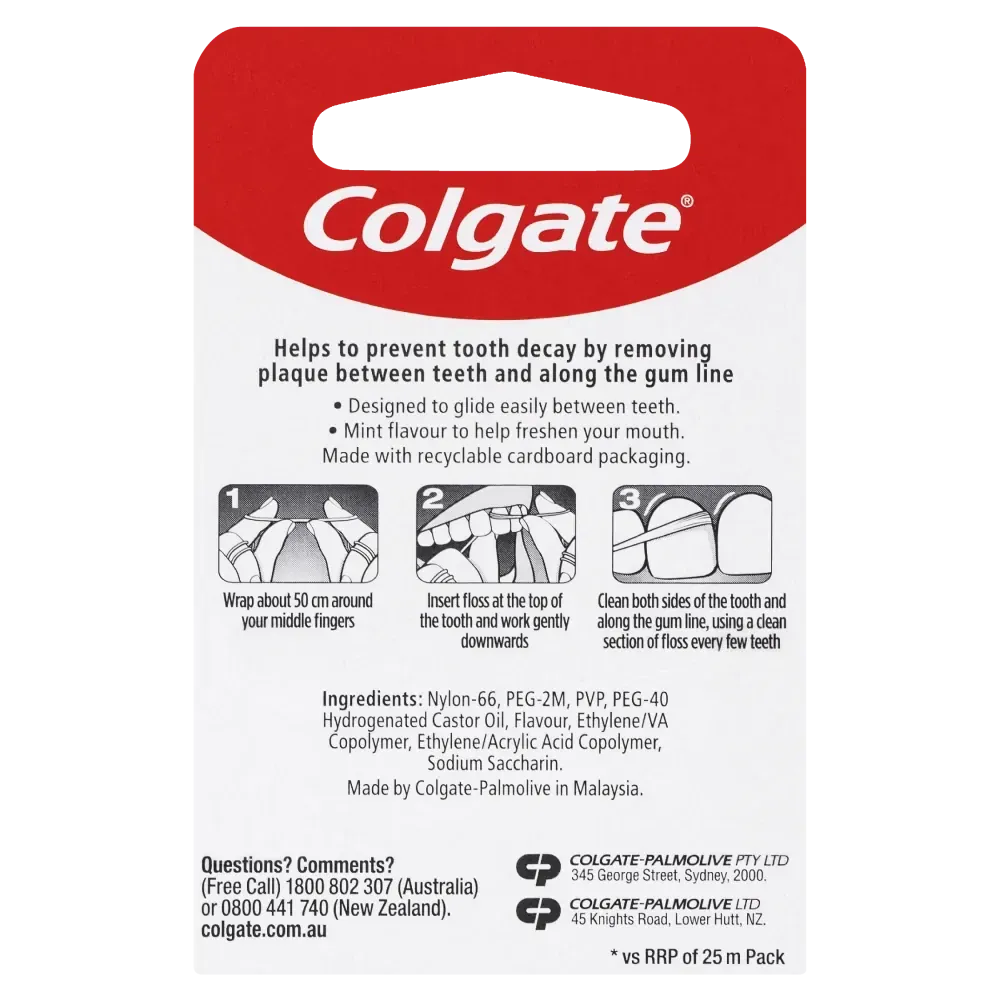 Colgate Total Dental Floss Mint Waxed Plaque Removal - 100m