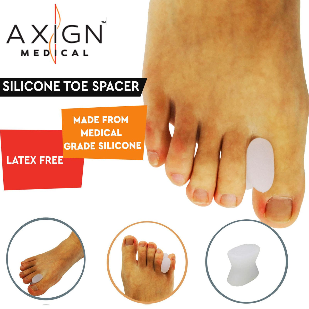 Axign Medical Silicone Toe Spacer – 1 Pair