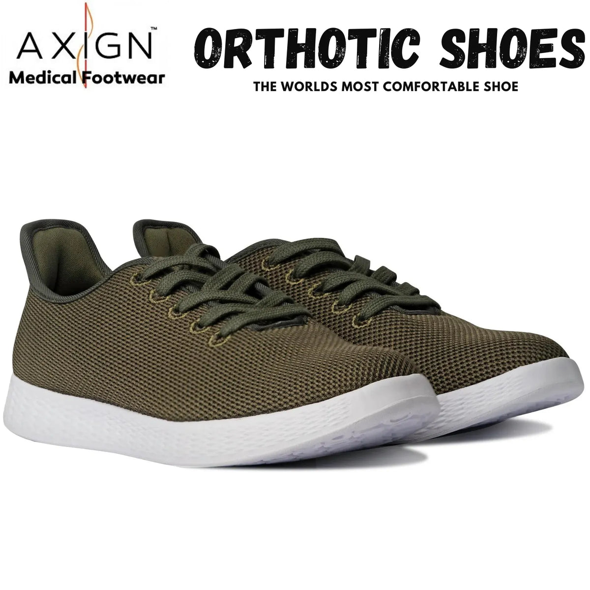 Axign River Lightweight Casual Orthotic Shoes Sneakers Runners - Khaki — product image 2