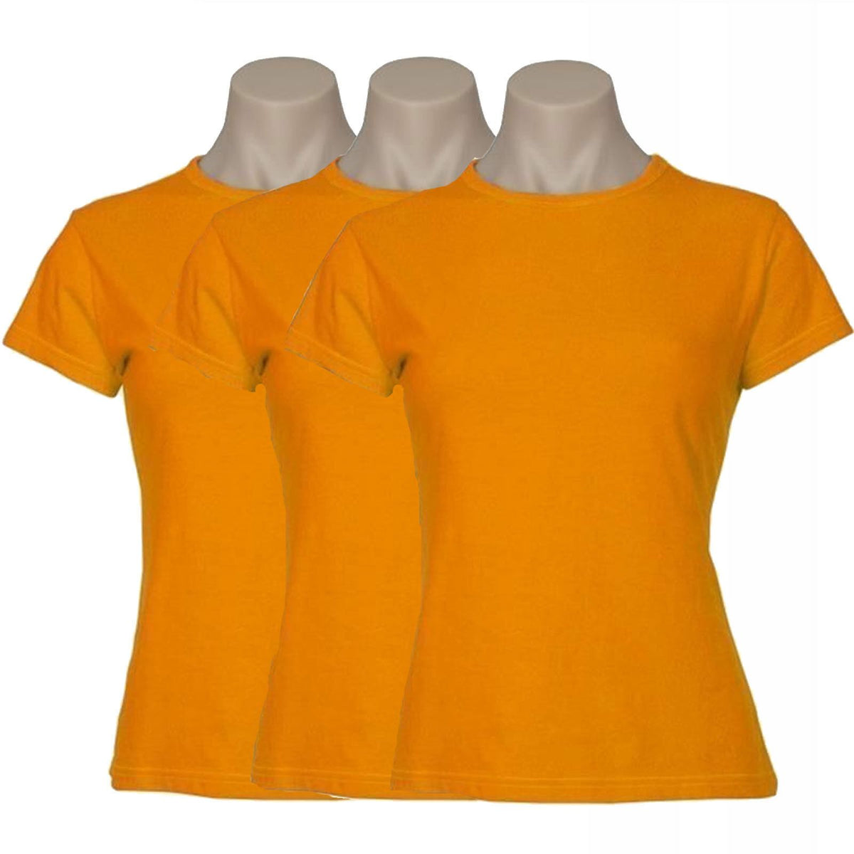 3x Womens 100% Cotton T-Shirt Plain Basic Tee Casual Top in Orange — product image 2