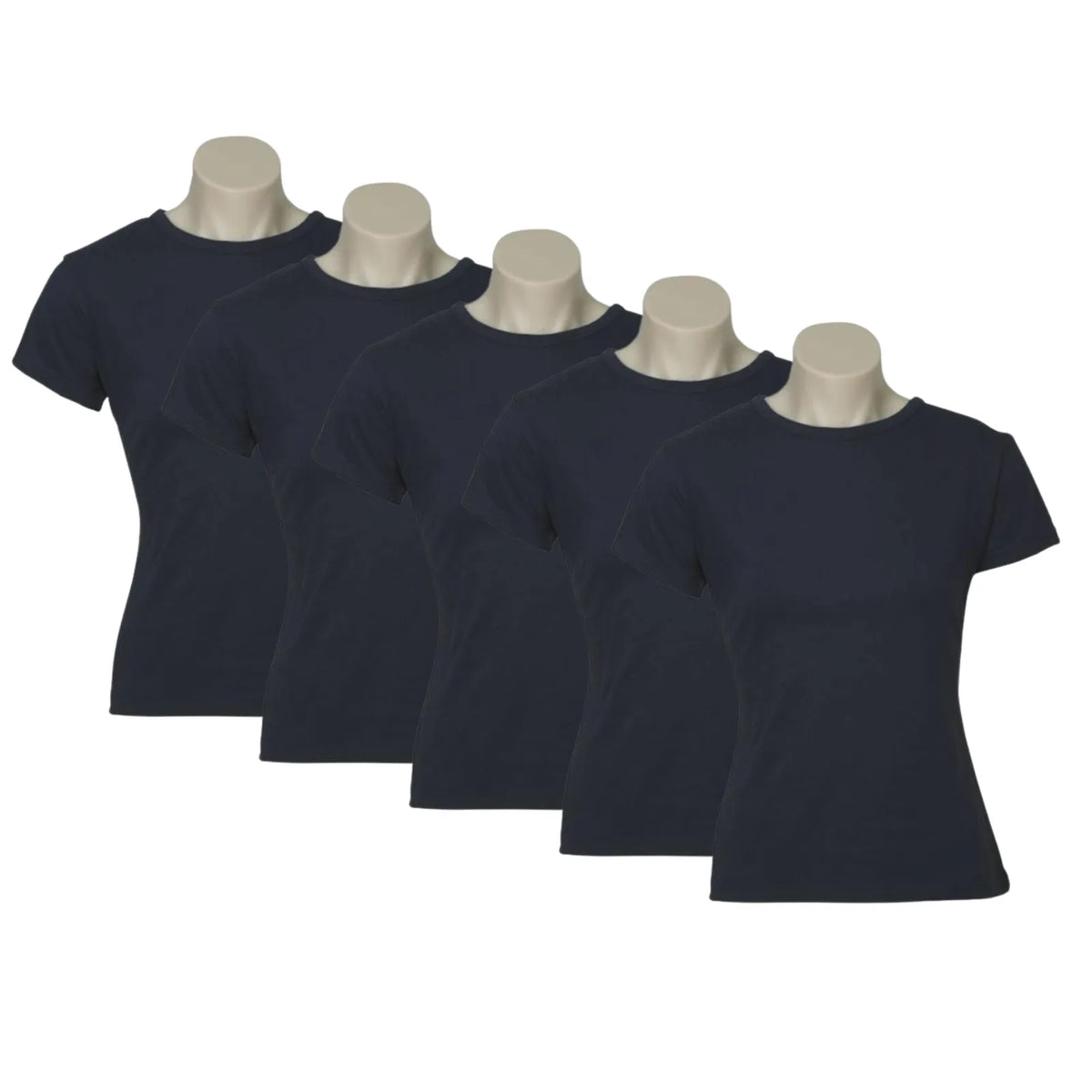 5x Womens 100% Cotton T-Shirt Plain Basic Tee Casual Top in Navy Blue — product image 7