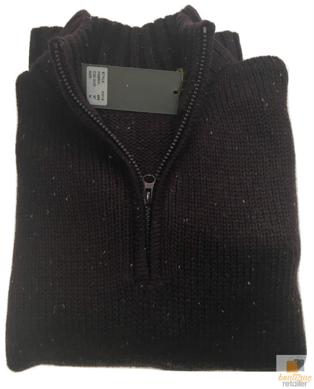 Men's Half-Zip Knitted Jumper – Burgundy, M — image 2