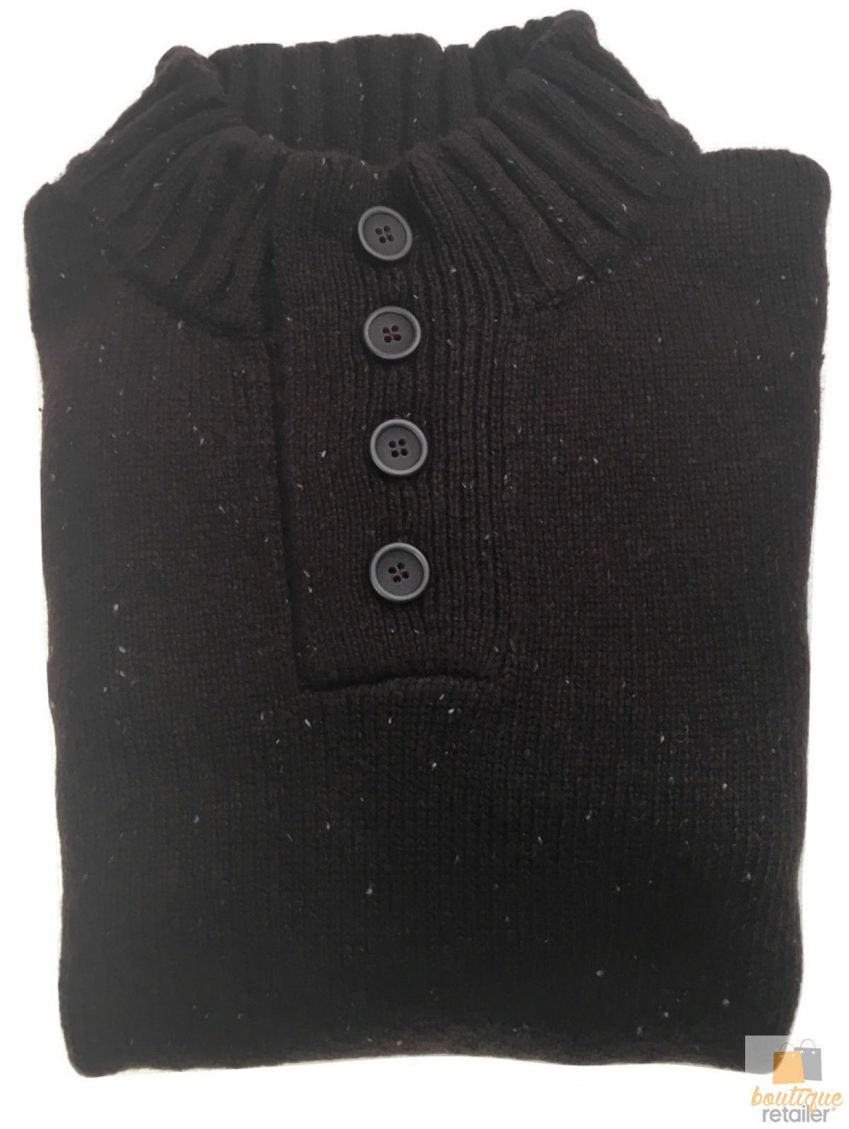 Men's 4-Button Knitted Jumper – Mulberry, M