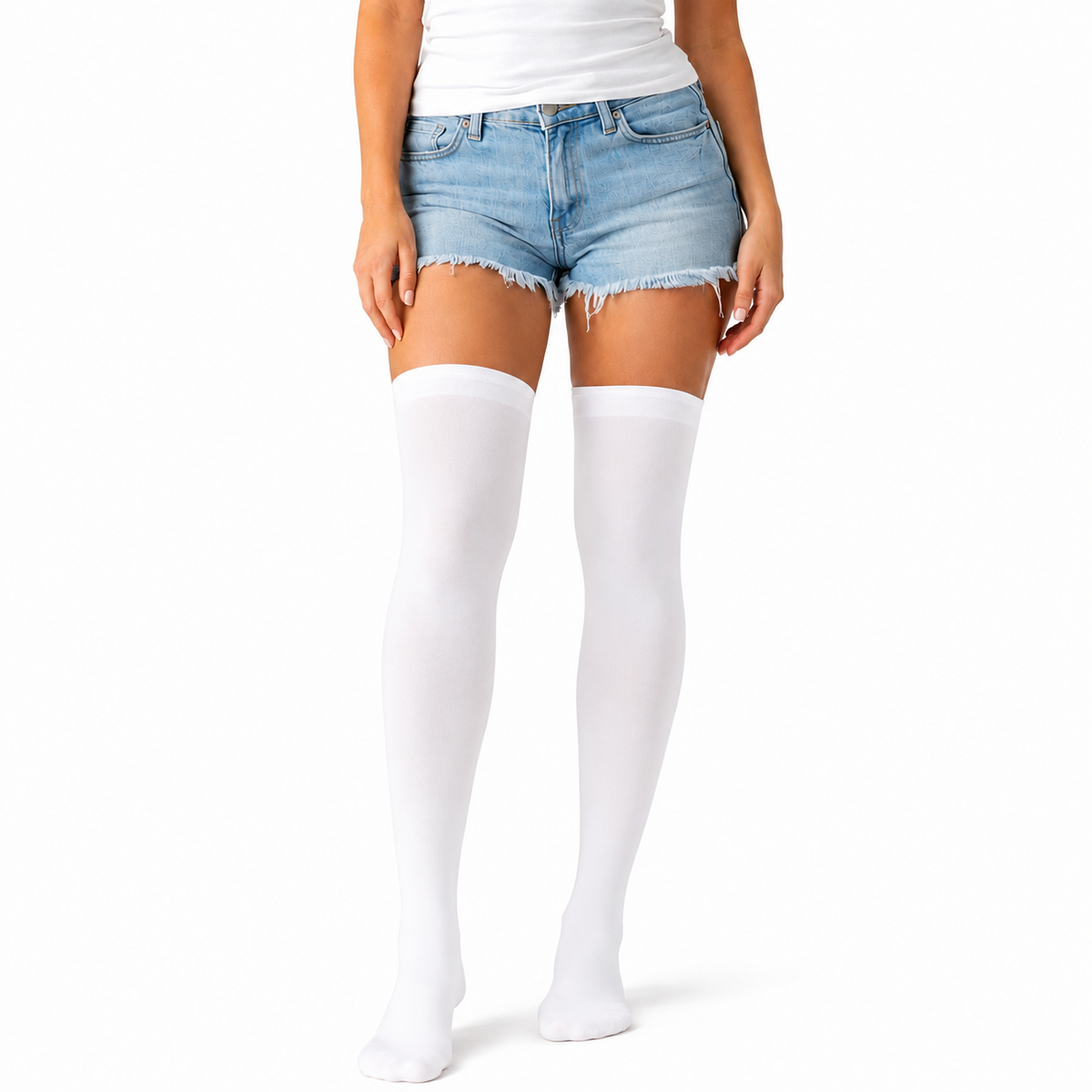 Women's Over-the-Knee Stay-Up Stockings – White – photo 2
