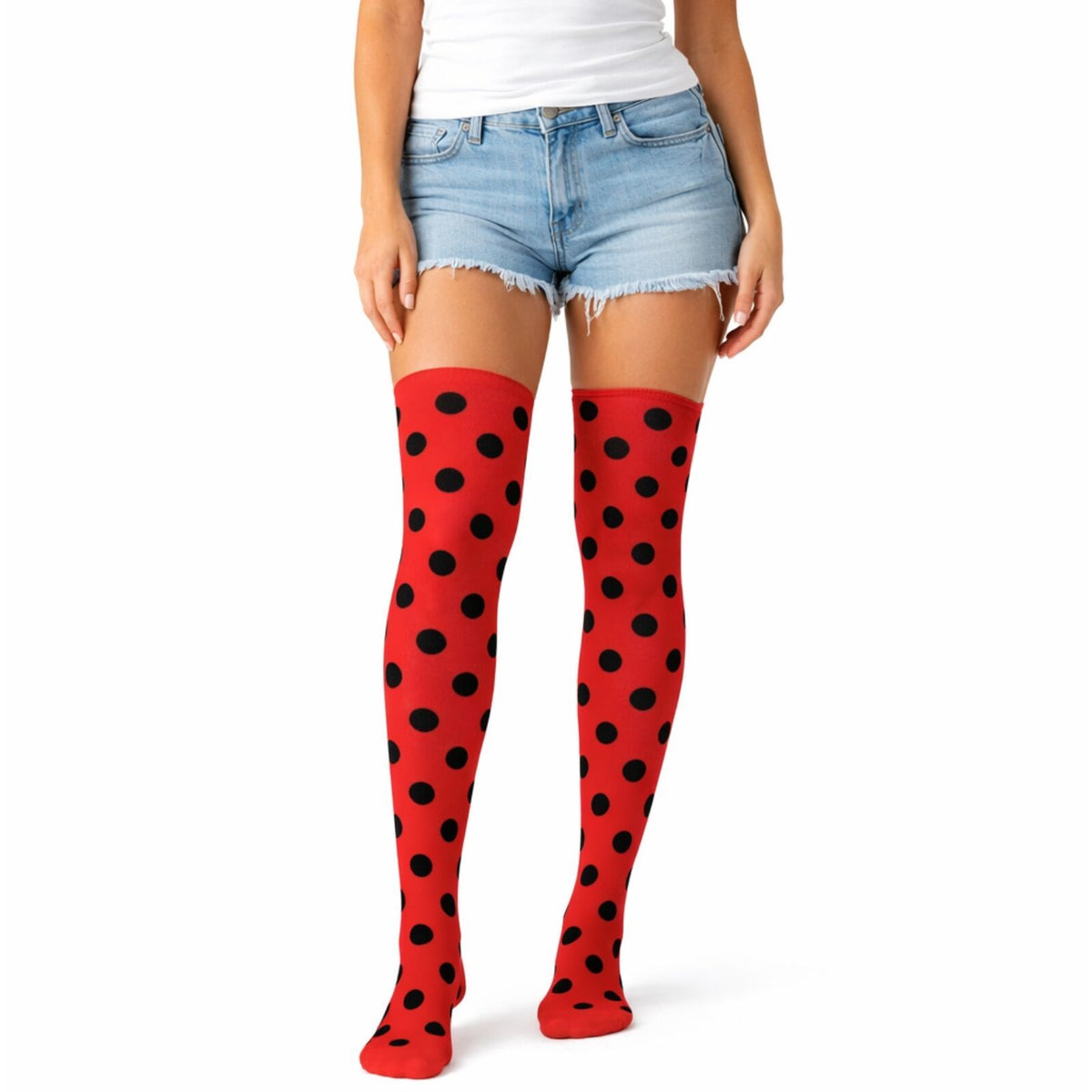 Women's Over-the-Knee Stay-Up Stockings – Ladybug Polka – photo 2