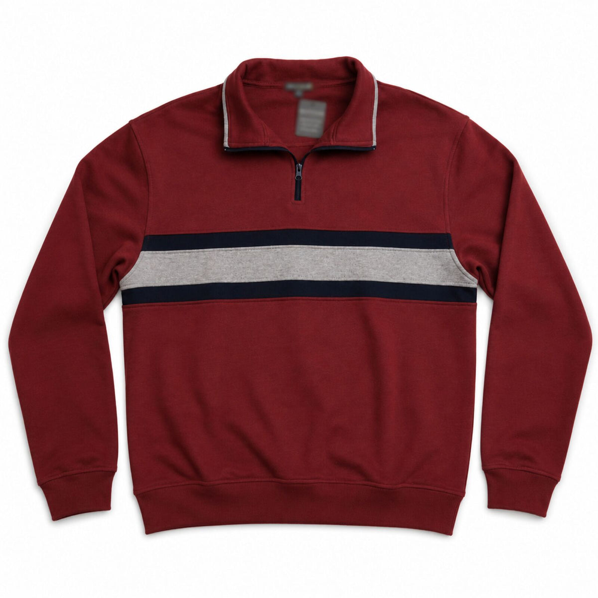 Men's Cotton-Blend Half-Zip Fleece Pullover – Red, L – image 3