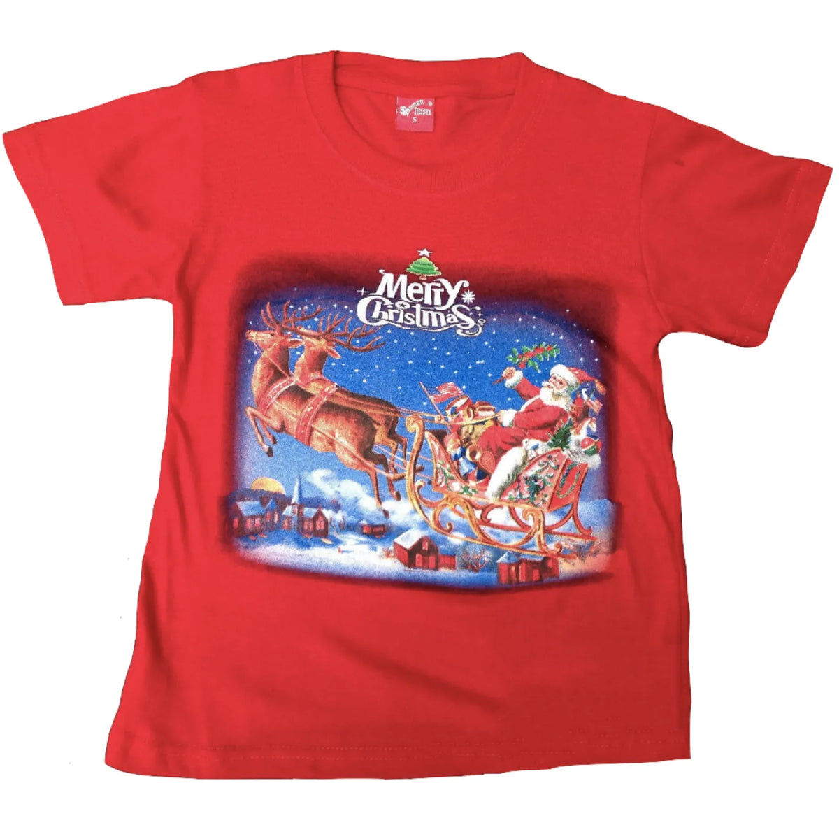 100% Cotton Kids Christmas T Shirt Xmas Top Santa Red White Party Costume - Red – Size M — product image 3