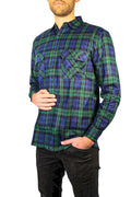 Men's 100% Cotton Full-Placket Flannelette Shirt – Green, S