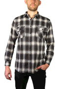Men's 100% Cotton Full-Placket Flannelette Shirt – Black, 9XL