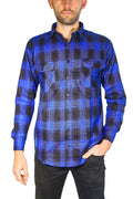 Men's Cotton Long-Sleeve Flannelette Shirt – Royal Blue, L